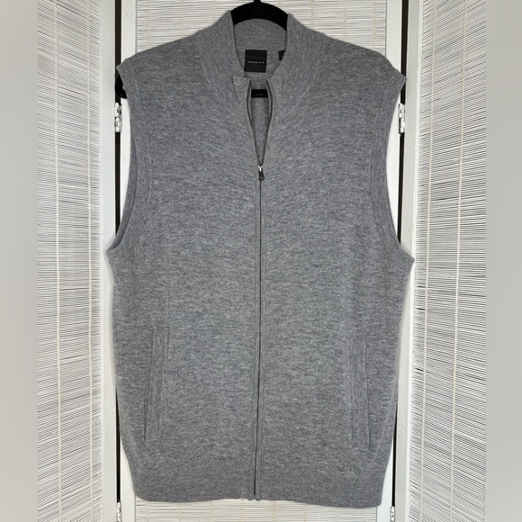 Dunning Golf Wool Cashmere Zip Up Vest Gray Size M Pockets Zipper - Picture 1 of 7